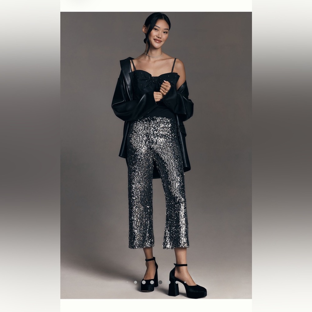 Anthropologie Colette Crop Sequin Pants